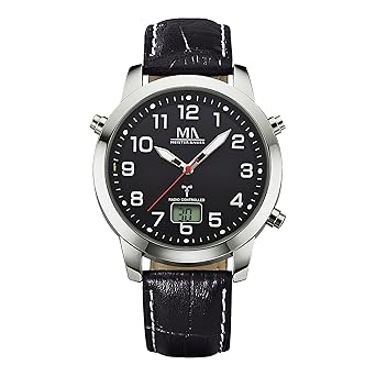 Meister Anker Herren Funkuhr Metall 24,5cm schwarz Quartz Mineralglas 490000086