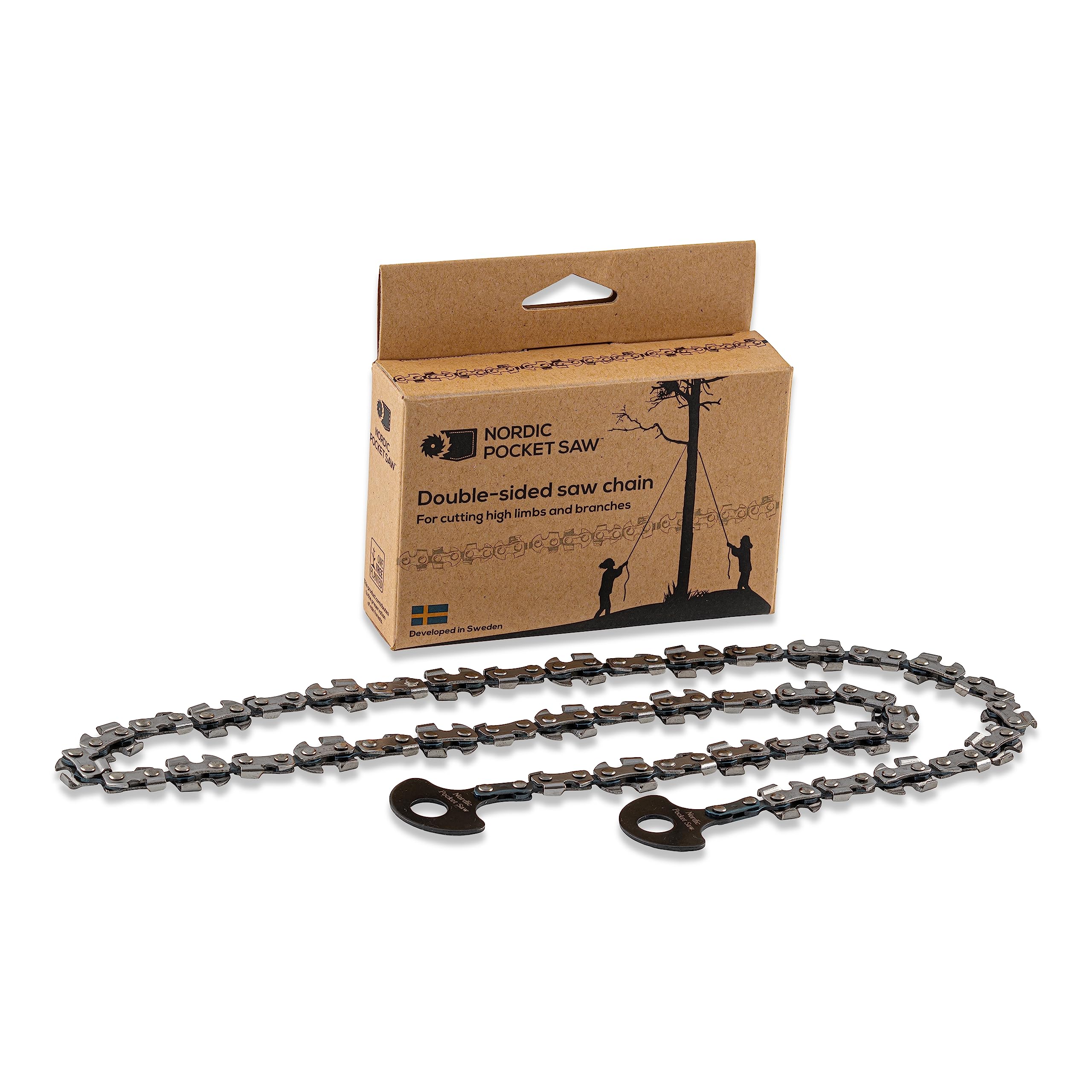 Nordic Pocket Saw Double Sided Chain for Rope Saw - 83 cm Sawchain for High Branches with 43 Teeth on Each Side - Bi-Directional Teeth cuts in Both Directions - Rope Chainsaw