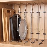 Blulu 6 Pcs Baking Sheet Organizer 18" x 20" Tray Dividers for Cabinets Kitchen Cabinet Dividers Vertical for Baking Sheets Chrome Pan Rack Storage Wires for Kitchen Cupboards (Silver)