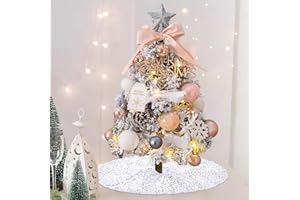 FANQISI Mini Sequin Tree Skirt 24 Inches Silver Glitter Sparkly Tree Skirts Embroidery Velvet Tree Mat for Table Top Trees Decorations