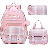 MOMUVO Girls Backpack with Lunch Box, Kids Backpack with Lunch Box, School Bags for Girls Kindergarten Elementary Preschool Middle School