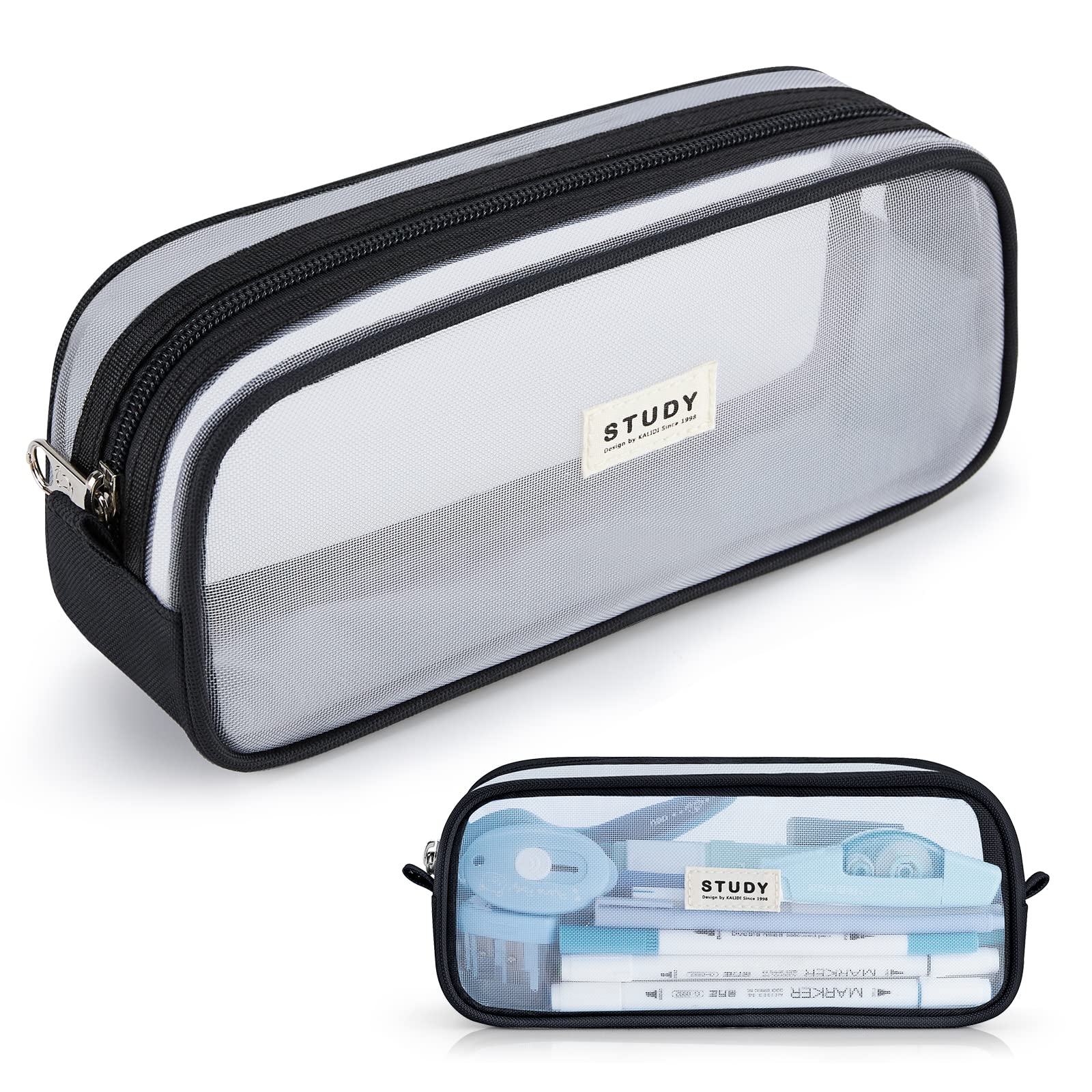 KALIDI Clear Pencil Case Large Pen Bag Stationery Pouch Cosmestic Make up Bag for Student School College Office