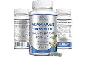 YUMMYVITE Adaptogen Stress Relief Immune Support Formula - Adaptogenic Adrenal Support with Ashwagandha, Astragalus, Ginseng, Holy Basil, Rhodiola, Amla, Maca, Schisandra, Non-GMO - 60 Capsules