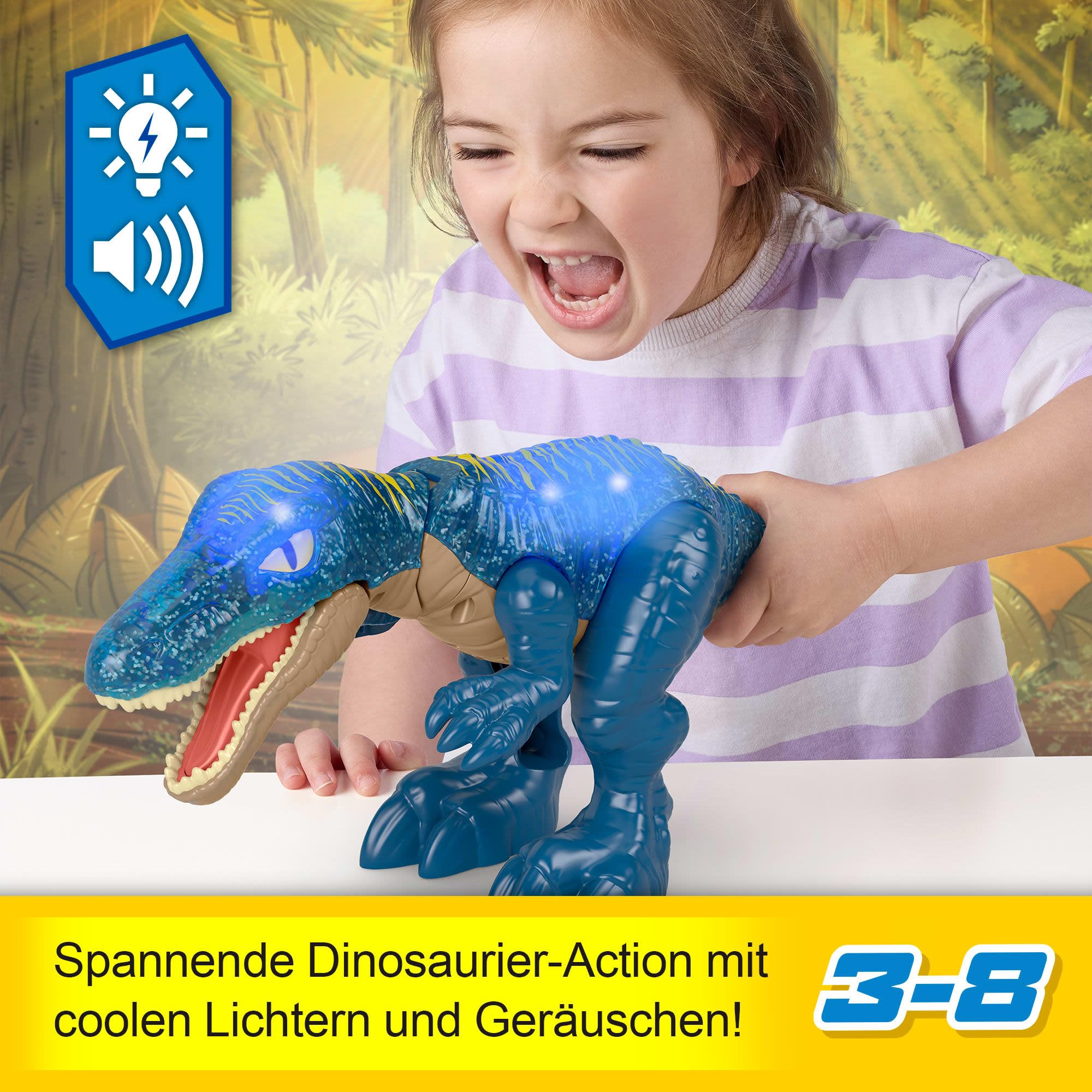 Fisher-Price Imaginext Jurassic World Dinosaurierspielzeug Knurrender Leucht-Baryonyx mit Licht, Geräuschen und Beißfunktion für Kinder ab 3 Jahren, JCT48 2