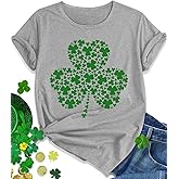 EUOW St. Patrick's Day Shirts for Women Irish Cute Shamrock Graphic T Shirts Funny Short Sleeve Holiday Print Tee Tops