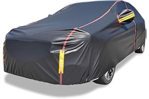 DINGHAO Car Cover Waterproof All Weather, 6 Layers Full Exterior Covers with Zipper Cotton, Mirror Pocket. Outdoor Car Cover UV Snow Rain Wind Dust All Weather Outdoor Protection for Sedan (190-195 inch)