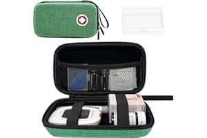 ICIMBI Diabetic Supplies Travel Case, Carrying Case Organizer for Diabetes Testing Kit, Blood Glucose Monitor Kit with Meter, Blood Sugar Test Strips, Lancets, Lancing Device(Case Only) (Green)
