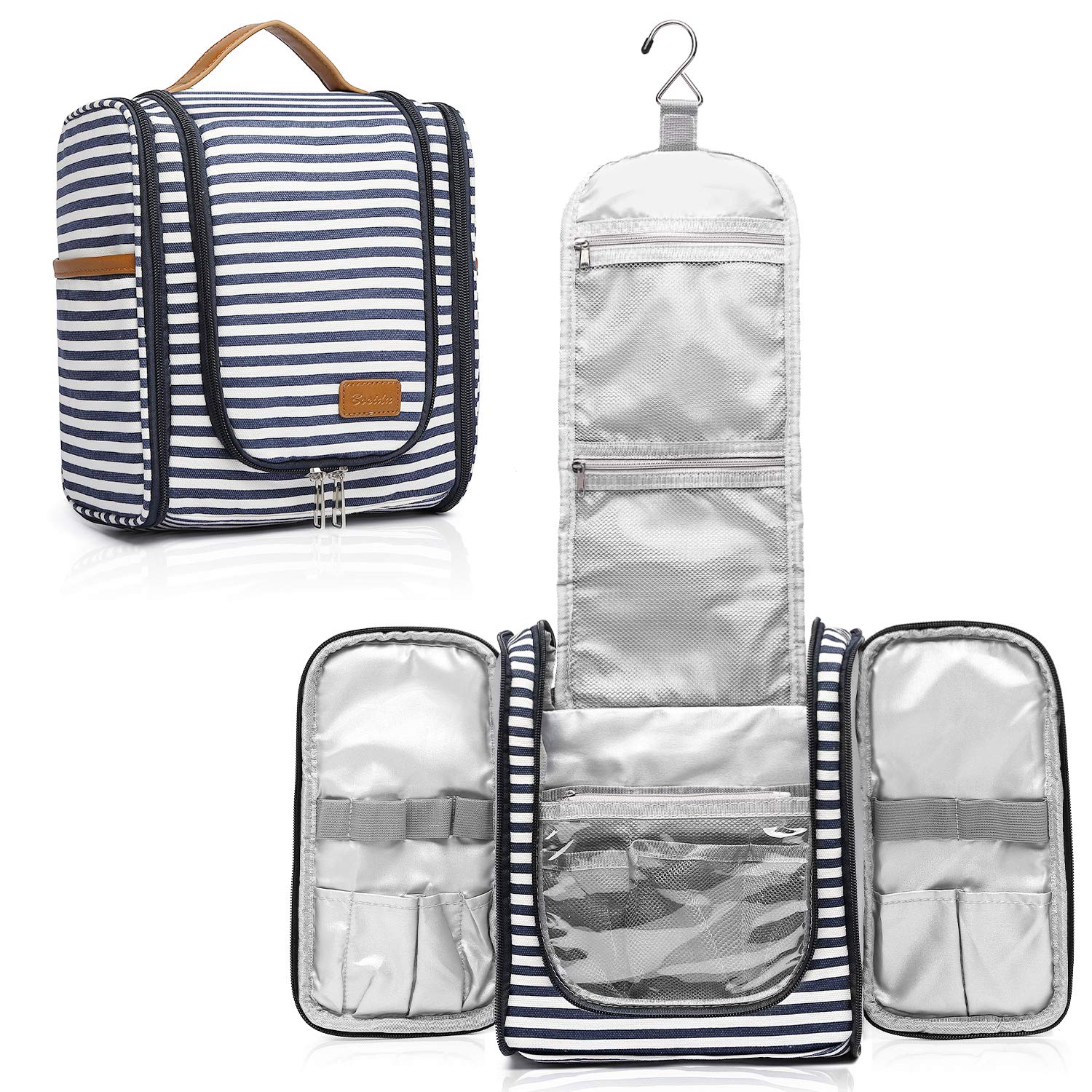 Hanging Travel Toiletry Bag,Large Capacity Cosmetic Travel Toiletry Organizer for Women with 4 Compartments & 1 Sturdy Hook,Perfect for Travel/Daily Use/Christmas