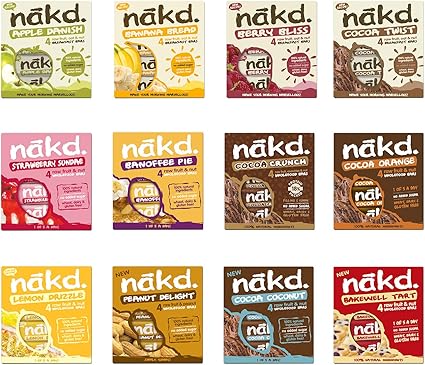 Nakd Fruit Nut Bars Mixed Case Selection 48 Bars Vegan Raw Wholefood Wheat Free 48 Bars 12 Flavours Amazon Co Uk Grocery