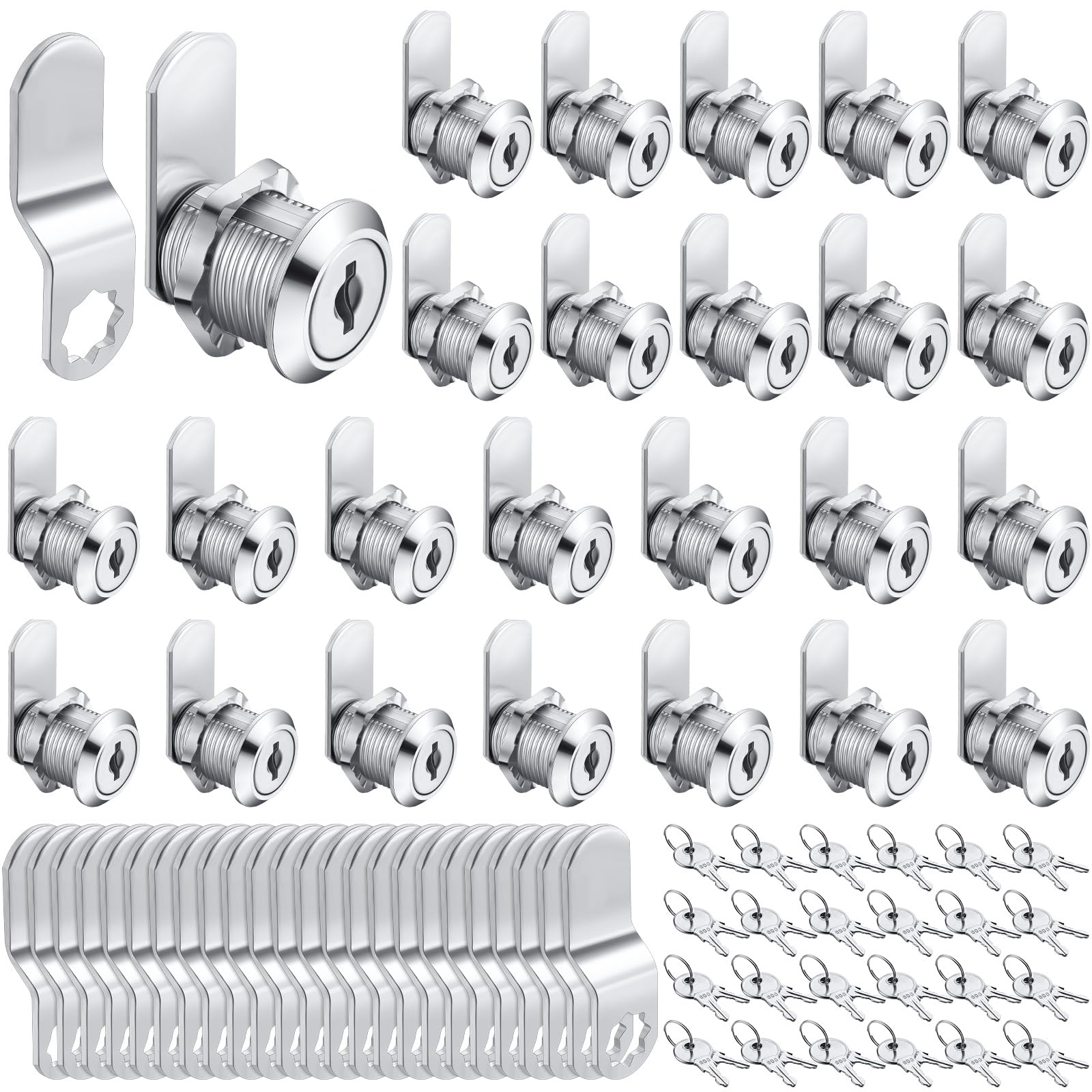 Photo 1 of Kenning 24 Sets Cabinet Locks with Keys for Secure Drawer Mailbox RV Storage Box Replacement Lock, Zinc Alloy(3/4''Cylinder Length, 0.5'' Max Panel Thickness)