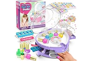 Ylovetoys Kids Nail Polish Set for Girls, Nail Art Kit for Kids Ages 7-12, All-in-One Nail Dryer Salon with Press On False Nails, Non-Toxic Polish, Stickers, DIY Decorative, Gift Toys for Girls
