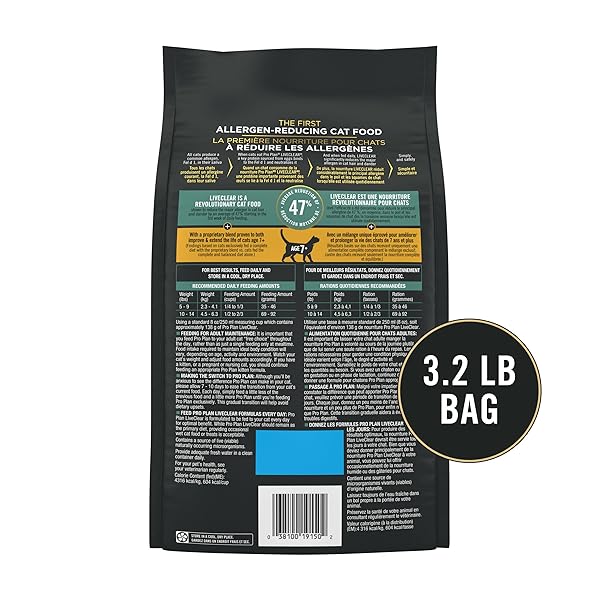 PURINA PRO PLAN LIVECLEAR SENIOR CAT FOOD 7+ CAT ALLERGEN REDUCER PRIME PLUS CHICKEN AND RICE FORMULA – 3.2 LB. BAG