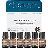 Cliganic Organic Aromatherapy Essential Oils Set (Top 6 - The Essentials), 100% Pure Natural - Peppermint, Lavender, Eucalyptus, Tea Tree, Lemongrass & Orange (Packaging May Vary)