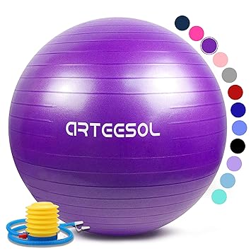 arteesol Exercise Ball, Yoga Balls 45cm/55cm/65cm/75cm/85cm Birthing Ball with Quick Pump Anti-Slip & Anti Burst Balance Ball for Physical Therapy Gym ...