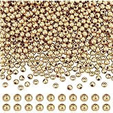 BENECREAT 600Pcs Real 24K Gold Plated Stainless Steel Spacer Beads, Round Spacers Beads, 1.5mm Hole Metal Smooth Bead for DIY Bracelet Necklace Jewelry Crafts Making