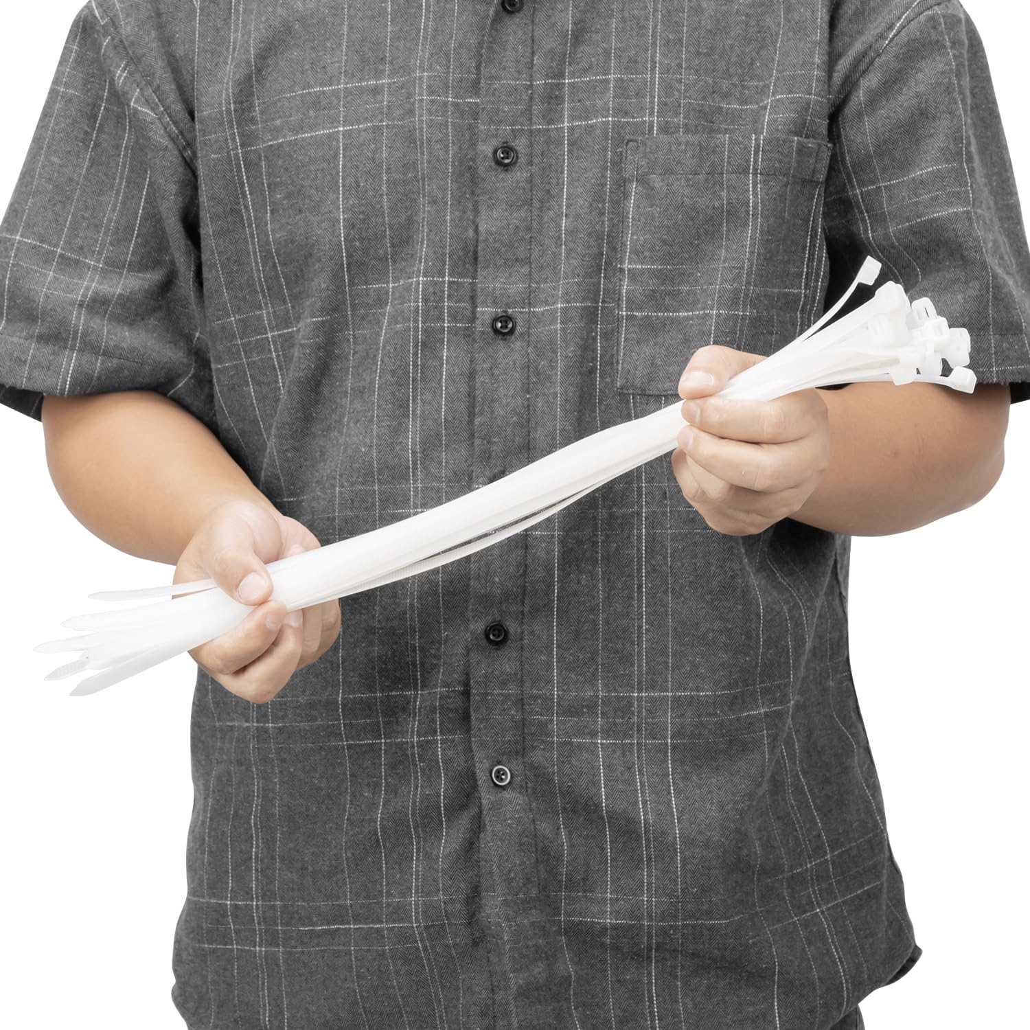 Armpow 50pcs 450mm x 9mm Long Heavy Duty Cable Tie Wide UV Resistant 80 KG Tensile Strength for HVAC Outdoor Construction,Ultra Strong Self Locking Extra Long Zip Tie Wraps((9mm x 450mm-50pcs, White) — image 1