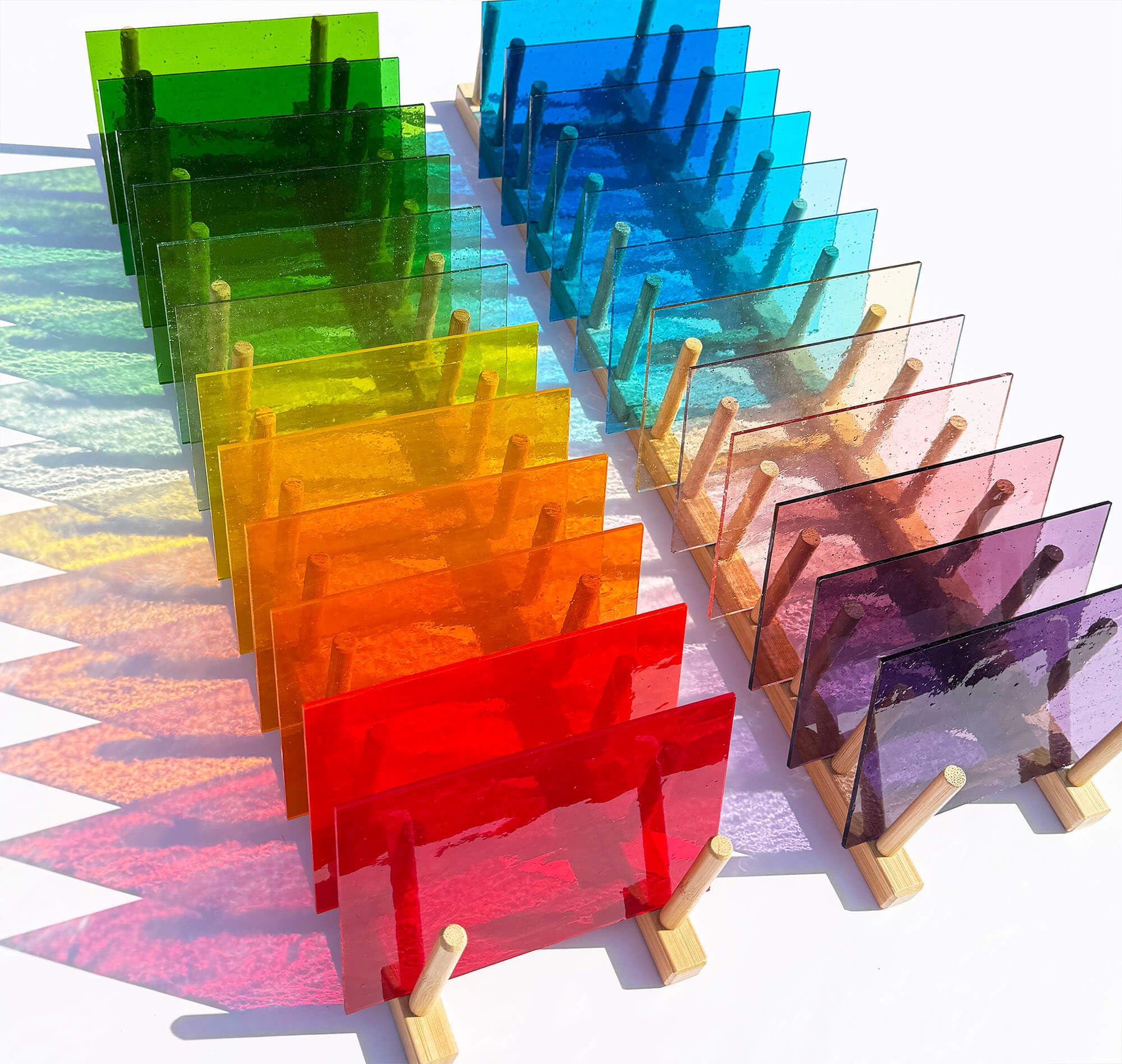 Photo 1 of LITMIND 24 Sheets Transparent Stained Glass Variety Pack – Vibrant Rainbow Mix 6 x 4 Inch Smooth Art Glass for Suncatchers, Mosaics & DIY Crafts