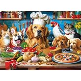 500 Piece Puzzles for Adults, Funny Puppy Animal Jigsaw Puzzles 500 Pieces | Food Kitchen Jigsaw Puzzle, Animal Pet Lover Challenging Puzzles for Friends Family Activity Game Nights Gifts, 20.5&times;15 in