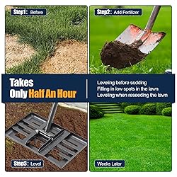 72" Heavy Duty Lawn Leveling Rake - 17x10in
