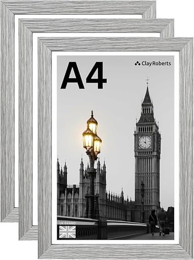 Clay Roberts A4 Light Grey Photo Frame – Wall Mount, Portrait or Landscape