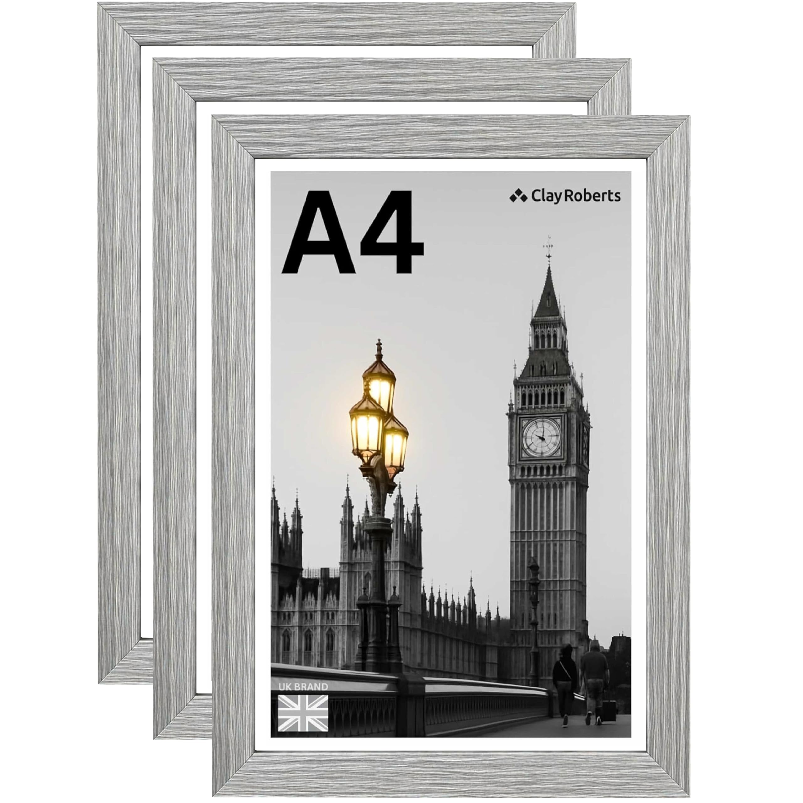A4 Photo Frame, Light Grey, Pack of 3, Picture Frame, Certificate, Art Print Poster, 21cm x 29.7cm, Grey Frames, A4 Photo Collage Gallery Display — image 1