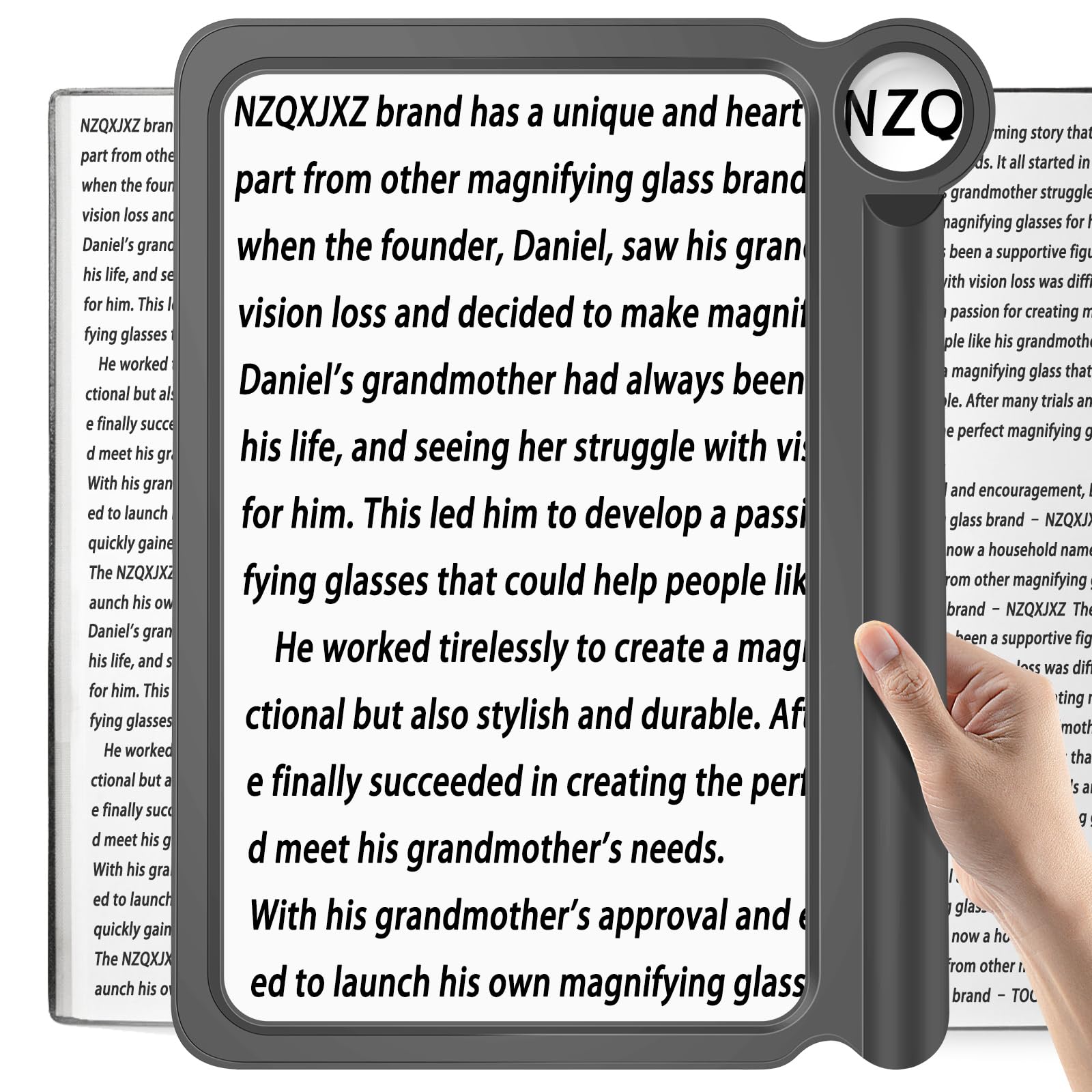 NZQXJXZ 30X 5X Magnifying Glass for Reading, Large and Lightweight Magnifier, Provide Full Book Page Viewing Area, Perfect Handheld Magnifier for Reading Small Prints and Low Vision, Grey