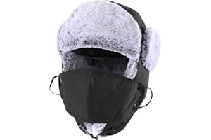 Connectyle Trapper Hat for Men Women Faux Fur Trooper Trapper Winter Hat with Ear Flaps Waterproof Ushanka Hunting Hats