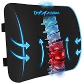 Lumbar Support Pillow, Ergonomic Back Cushion for Office Chair, Black/Large | Memory Foam Back Pillow with Adjustable Strap for Long-Hour Sitting , Gaming Chair, Back Support for Pain Relief