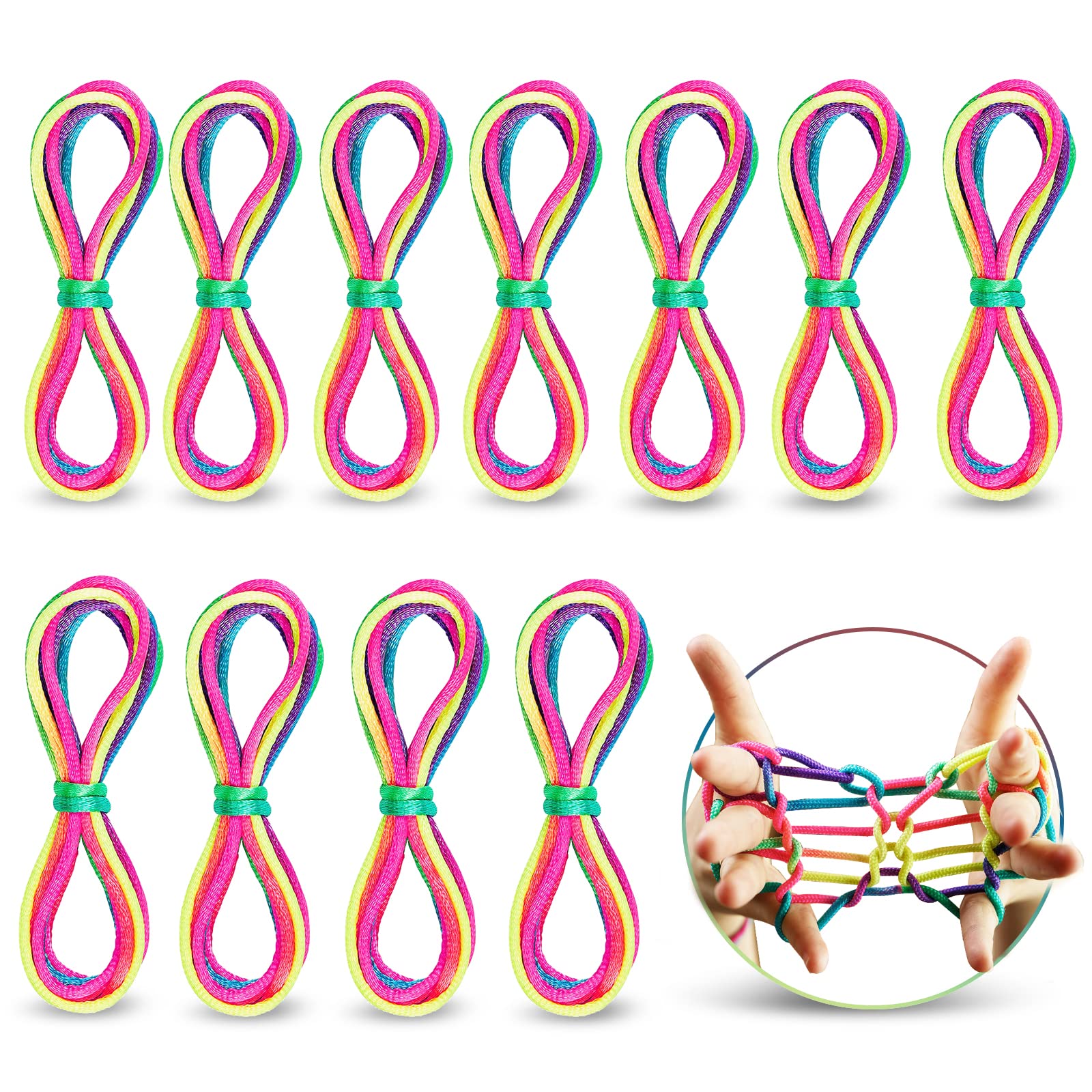 O-Kinee 12pcs Paracord, Bracelet Cord, Parachute Rainbow Rope, Outdoor Survival Safe Rope Set for DIY Hand Woven