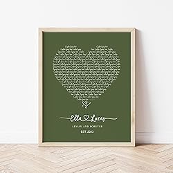 Custom Song Lyrics Poster - Personalized Heart