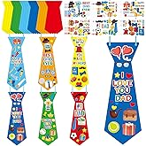 Fancy Land 24 Pack Fathers Day Crafts for Kids Make Your Own Tie DIY Necktie for Dad Bulk Classroom School Activities
