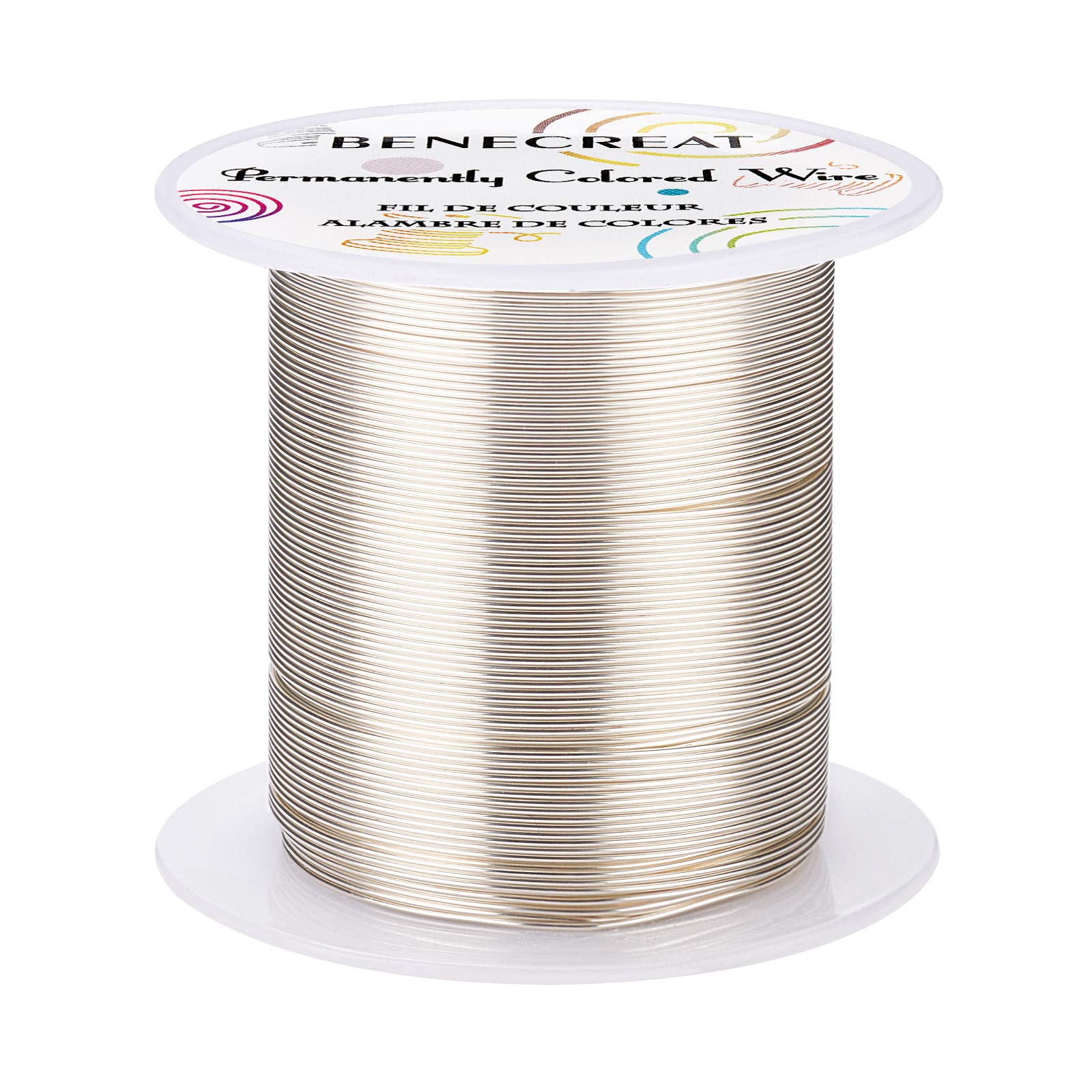 BENECREAT 22Gauge(0.6mm) Copper Wire Silver Wire 50m Tarnish Resistant Copper Beading Wire for Crafts Beading Jewelry Making