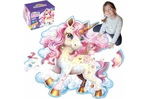 IFLOVE Jumbo Floor Puzzle for Kids,48 Piece Unicorn Large Jigsaw Puzzles,Puzzle for Toddler Ages 3-5,Fun Educational Preschool Learning Toy Gift for Boys & Girls Ages 4-8 (Shimmery Unicorn)