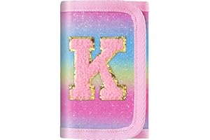 sundee Girls Wallets with Magic Sticker Glitter Wallet for Teen Initial Glitter Coin Pocket for 6-8-10 Kids Pink-K