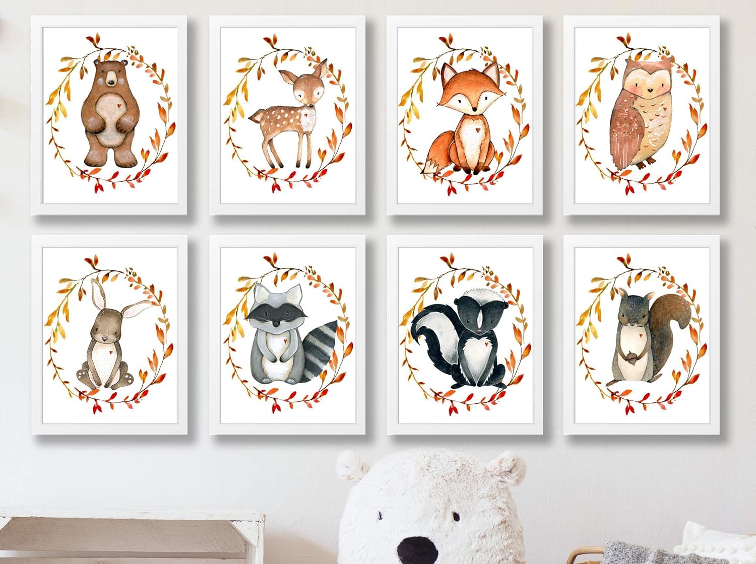 woodland animal prints for nursery