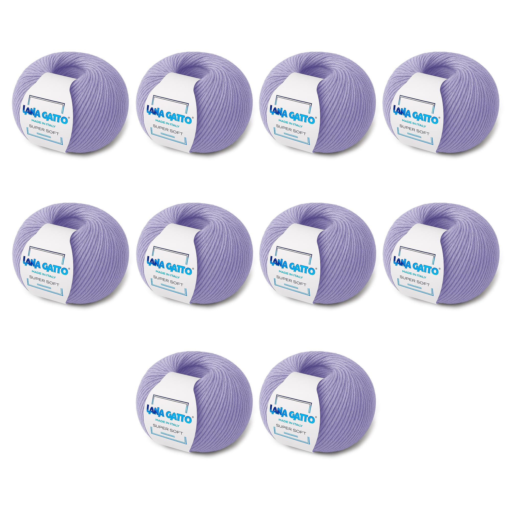 Super Soft Yarns for Crocheting and Knitting 100% Merino Wool Soft Yarn, Extrafine Wool Made in Italy by Lana Gatto Super Soft Line, 18 oz 1370 yd (10, Lilac - 10180)