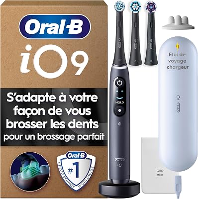 Brosse à Dents Electrique iO 9, 3 Brossettes de Rechange, Noire