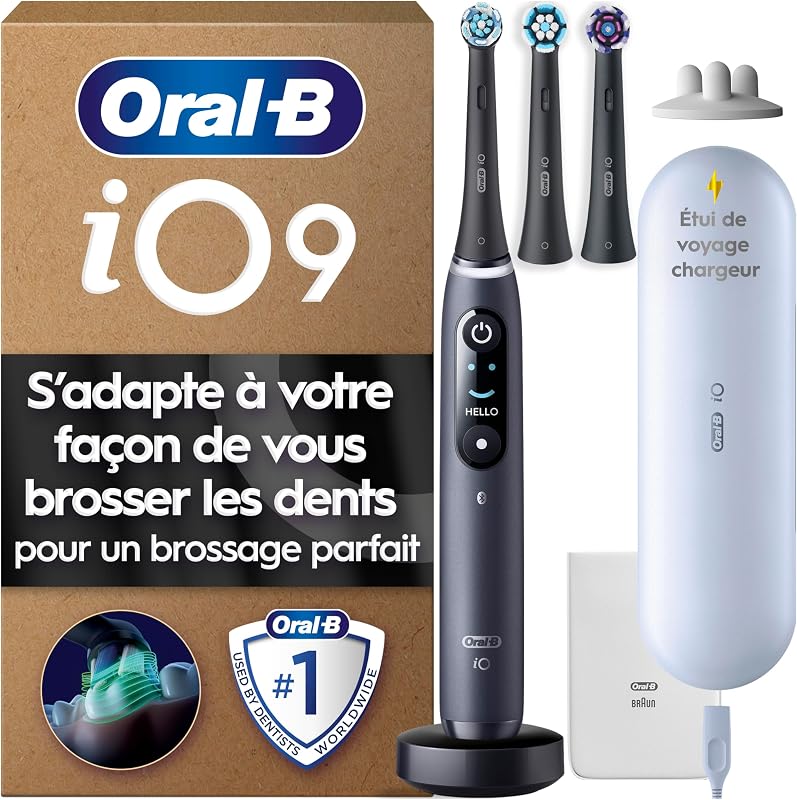 Brosse à Dents Electrique iO 9, 3 Brossettes de Rechange, Noire