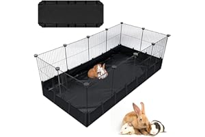 PAWNISAW Guinea Pig Cage with Liner, Small Animal Cage House for Rat Rabbit Chinchilla Puppy Hamster Hedgehog, Pet Habitat Fence Playpen with Waterproof PVC Liner Indoor & Outdoor, 48x24x15.7 inch