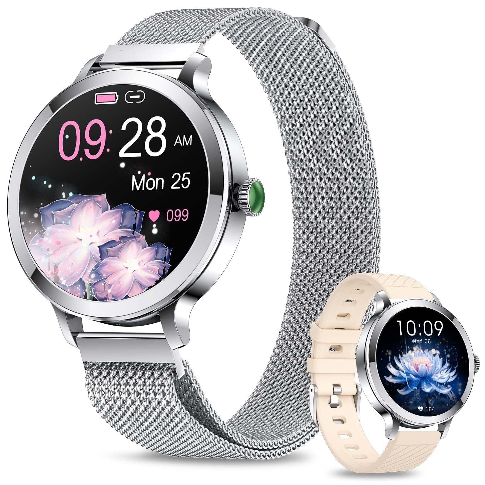 Photo 1 of GADIXY Smart Watches for Women (Make/Answer Call),1.109 AMOLED Screen Fitness Tracker 110+ Sports Step Counter/SpO2/BP/Heart Rate/Sleep Monitor IP68 SmartWatches for Android iOS Silver