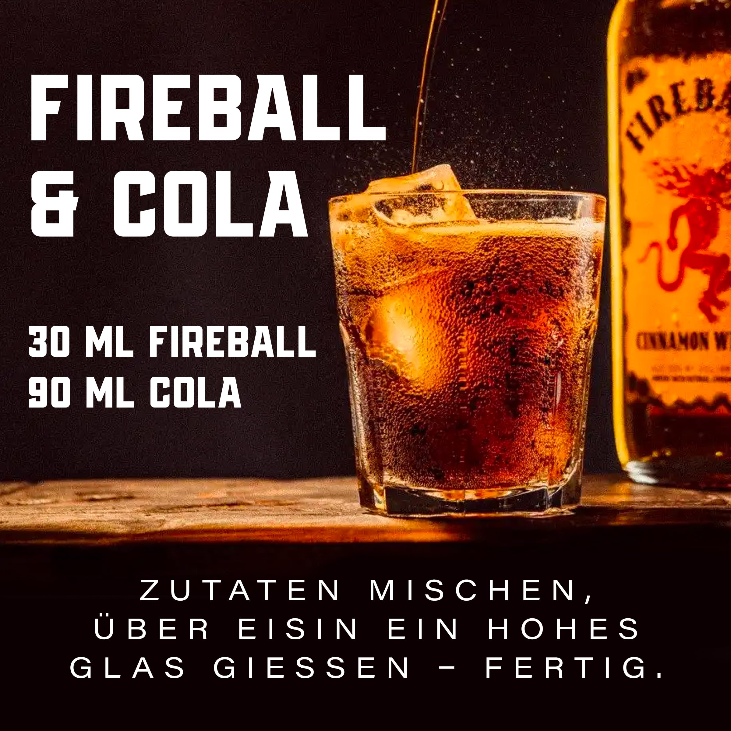 Fireball Cinnamon Whisky Liqueur, Kanadischer Whisky mit Echter Zimt‑Note, 33% vol, 700ml, Amerikas Nr.1 Shot‑Marke, Eiskalt Servieren, Würzig, Optimal für Shots, Mixgetränke & Cocktails 6