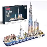 CubicFun 3D Puzzles for Kids Ages 8-10 LED Dubai Cityline | Arts and Crafts for Kids Ages 8-12 STEM Projects for Kids Ages 8-12 Gifts for 8 Year Old Lighting Architecture
