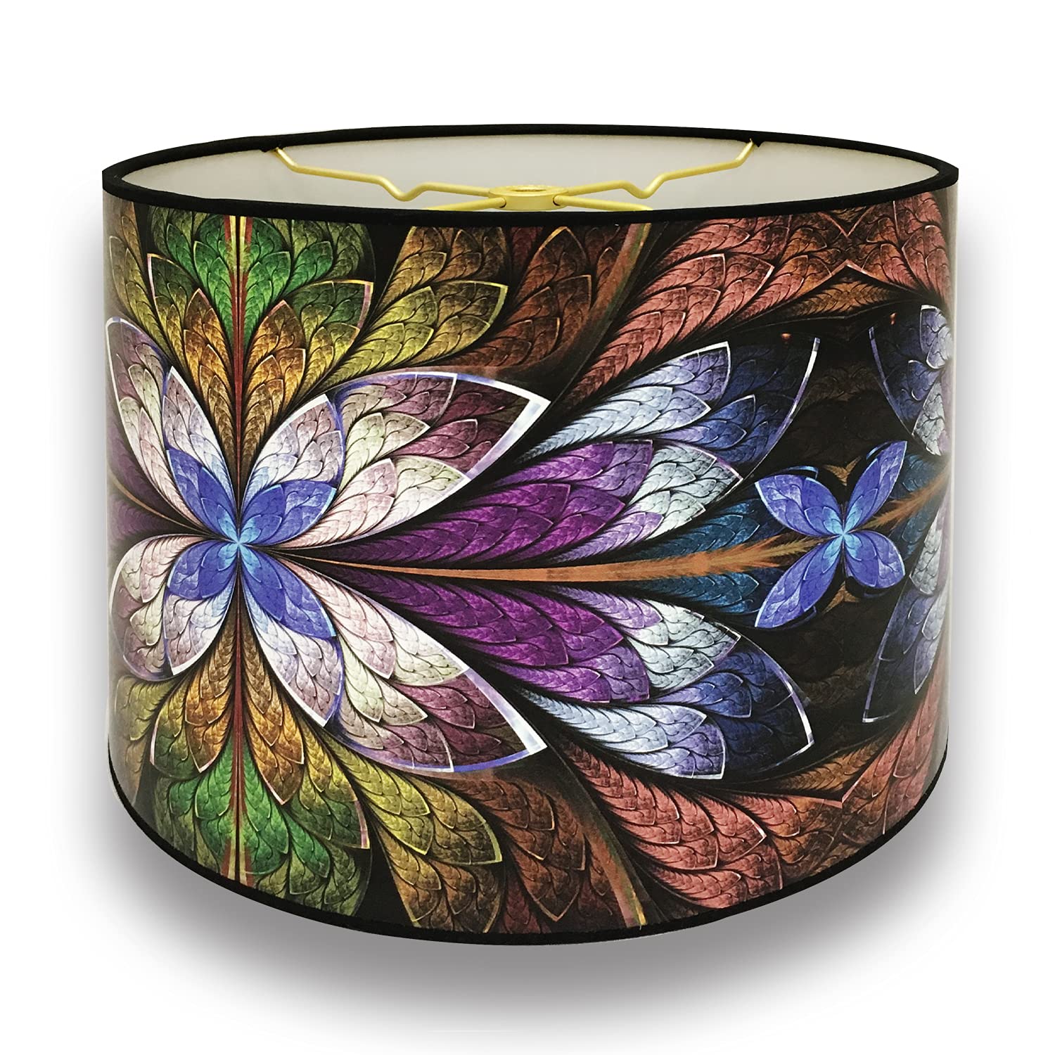 Royal Designs Modern Trendy Decorative Handmade Lamp Shade - Made in USA - Purple Flower Design -10 x 10 x 8