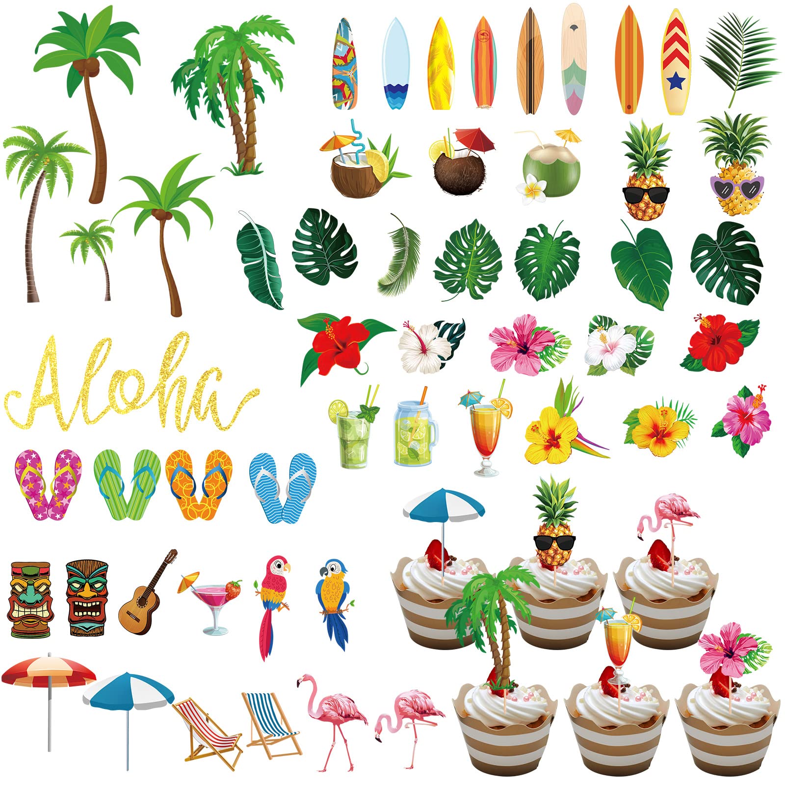 Photo 1 of 54 Pcs Cupcake Toppers and Cake Decorations for Celebrating Birthday, Anniversary, or Party Supplies