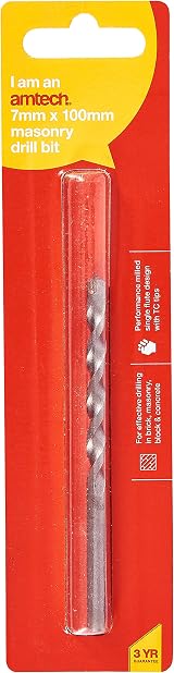 Amtech Masonry Drill Bit YG8 TCT Tip 7 mm x 100 mm Single Flute view 2