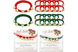 Tudomro 48 Sets Christmas Party Favors Christmas Jingle Bell Bracelets Red and Green Band Wrist Bells Bracelets Gift for Teacher School Classroom Holiday Party