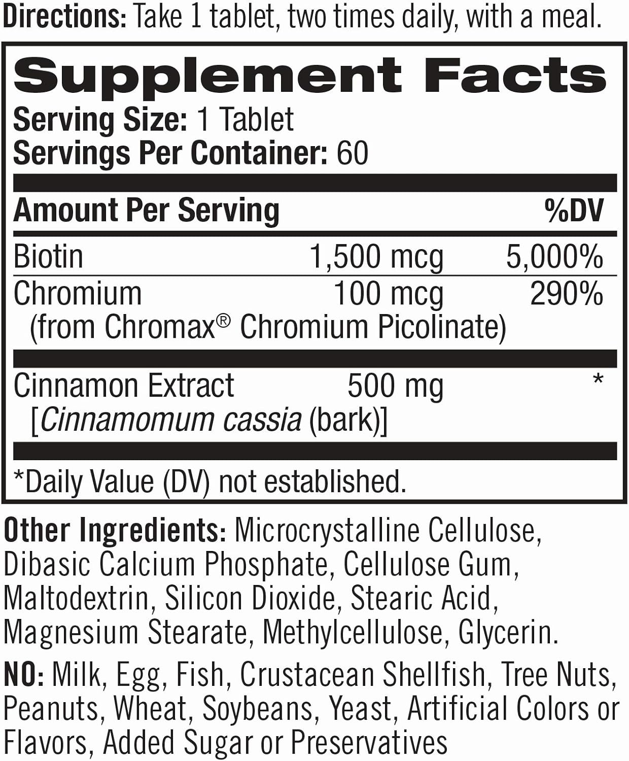 Natrol Cinnamon Chromium Biotin Tablets, 60 Count: Health & Personal Care