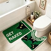 2PCS Black Cat Bathroom Rug Set, Funny Non Slip Bath Mat & Toilet Rug | Matching Black Cat Toilet Rug Included • Funny Bathroom Decor • Quick Dry • Machine Washable • Perfect Home Upgrade