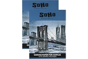 SoHo Urban Artist Acrylic Canvas Pads - Textured Canvas Paper Pad for Painting, Drawing, Pastels, Travel, & More! - [2-Pack - 12x16]