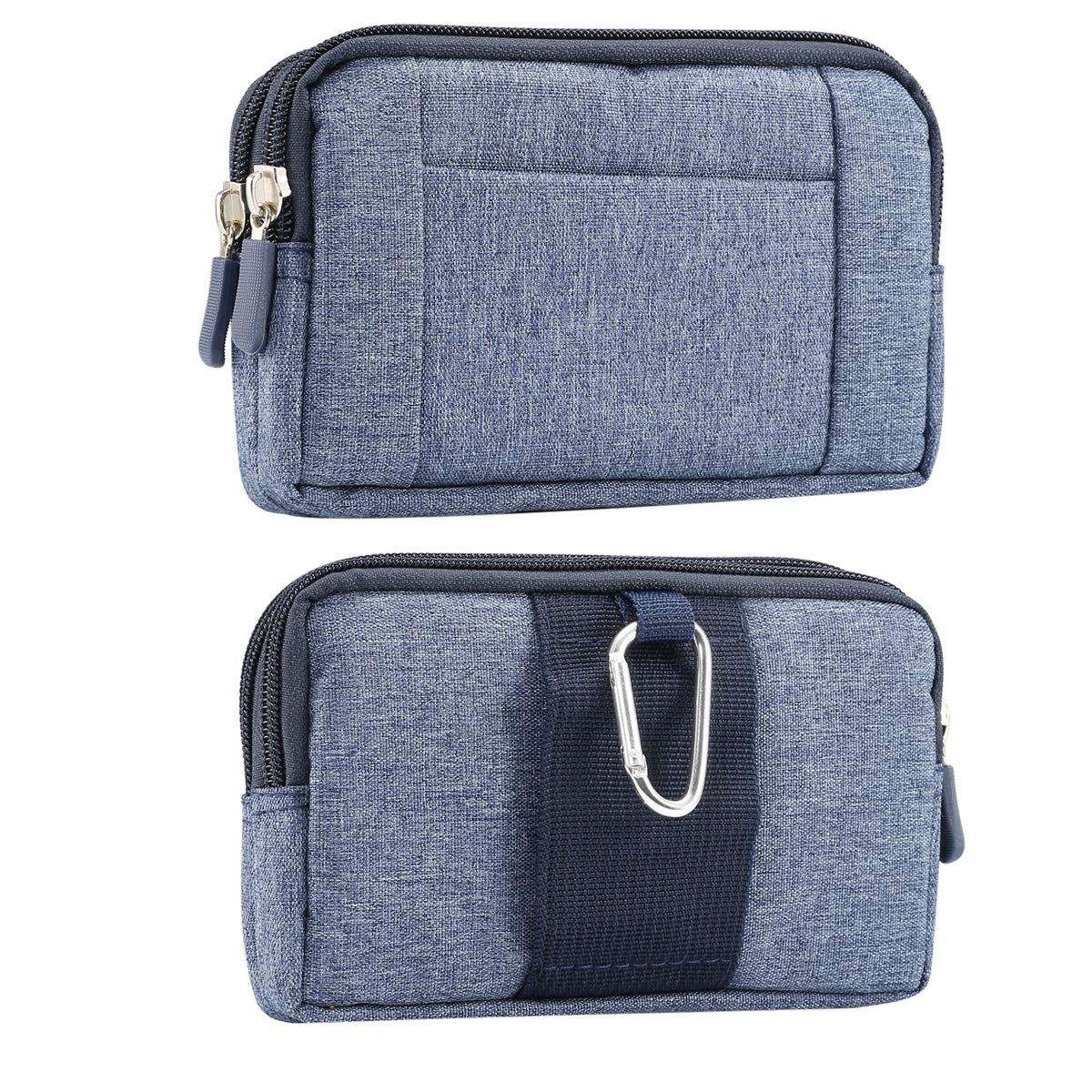 Cell Phone Belt Clip Pouch Blue, Cell Phone Belt Pouch Horizontal, 6.3 inch Small Men Cell Phone Waist Packs Purse Wallet Tablet Bag Travel Camping Hiking Sport Phone Case with Belt Loop Carabiner